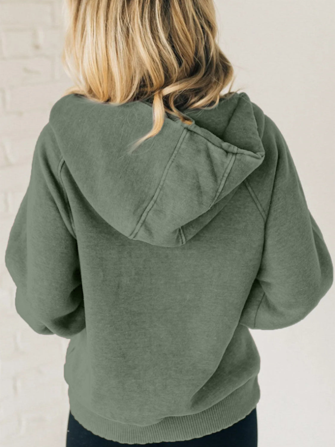 Half Zip Kangaroo Pocket Long Sleeve Hoodie